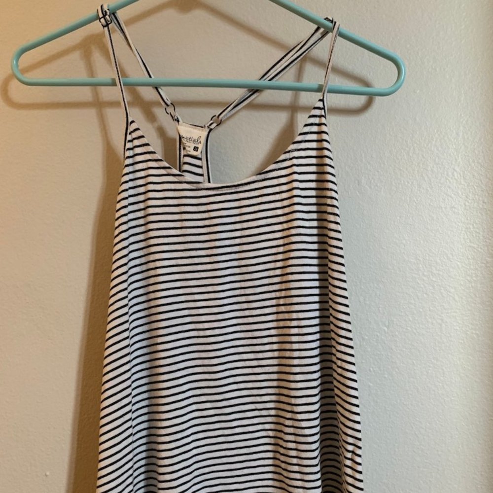 Black and white striped flowy tank top
